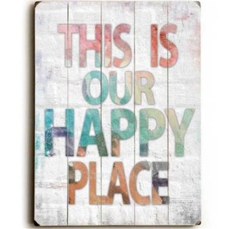 ONE BELLA CASA One Bella Casa 0004-4664-25 9 x 12 in. This is Our Happy Place Solid Wood Wall Decor by Misty Diller 0004-4664-25